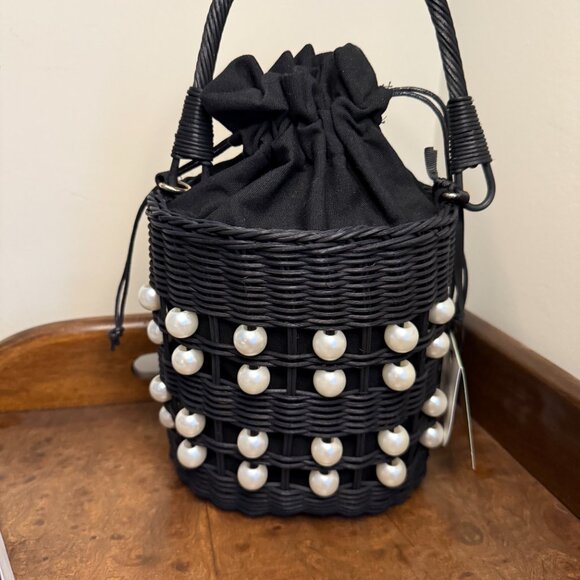 NWT Kate Spade x Target black basket bag with pearls - Picture 2 of 3